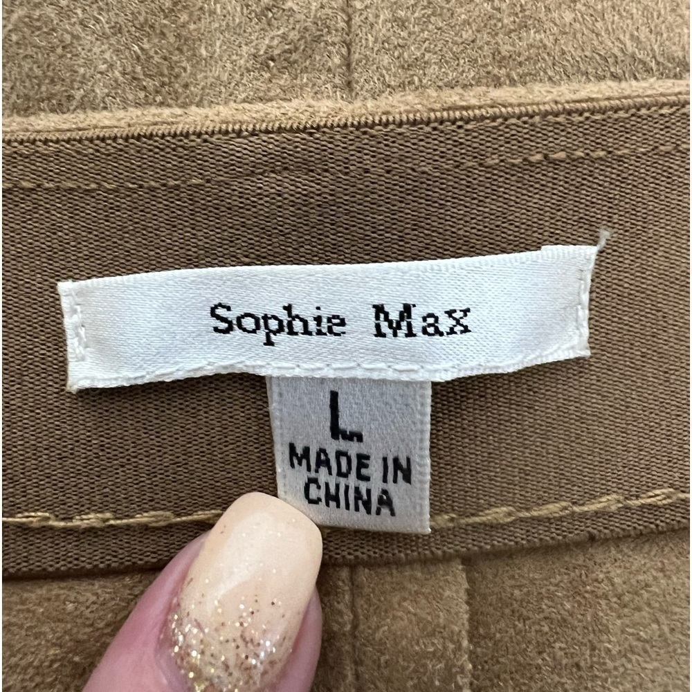 Sophie Max Vegan Suede Tan Camel Mini Skirt Stretch Womens Size Large - Picture 8 of 8